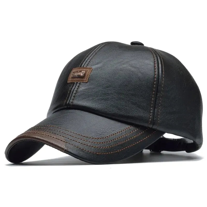 Pu Leather Letter Label Baseball Caps Spring and Autumn Outdoor Adjustable Casual Hats Sunscreen Hat