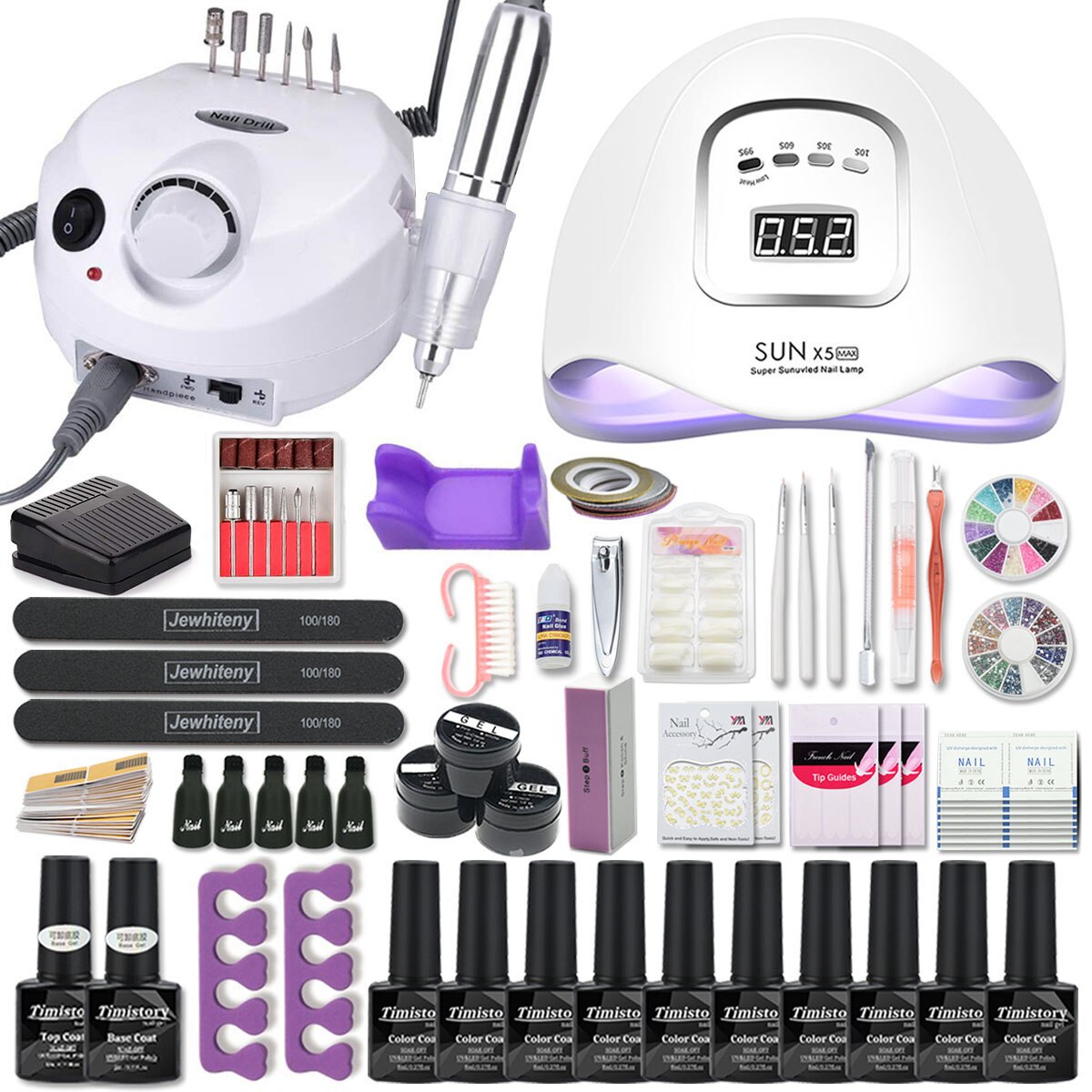 Manicure Set for Nail set 120/80/54W UV LED LAMP Gel nail polish Set Kit Electric Nail Drill Manicure Sets Nail Art Tools - RY MARKET PLACE