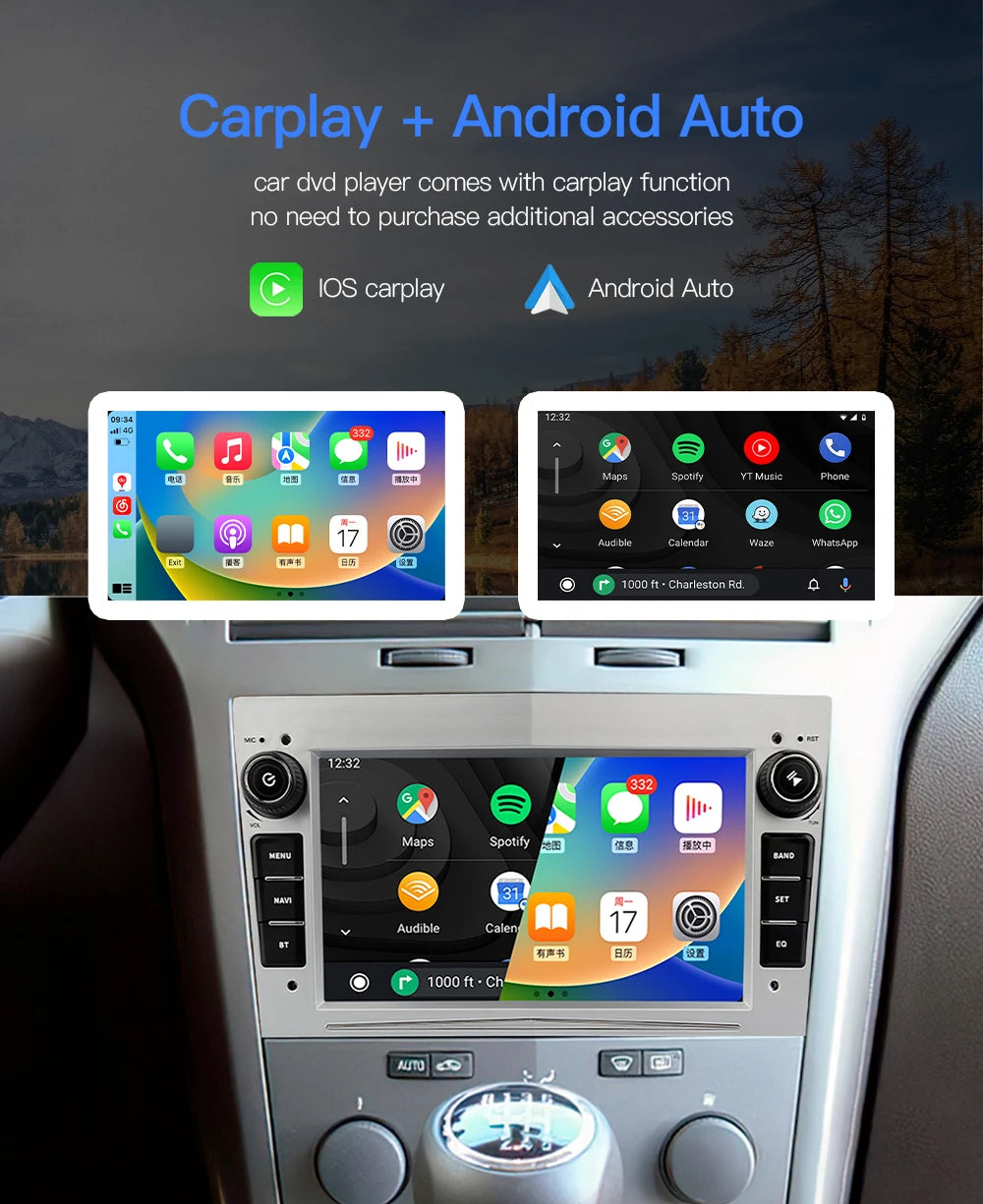 Kapud 7'' Android 12 Carplay AUTO For Opel Astra Stereo Antara Zafira Corsa Combo Vectra Car Radio Multimedia Video Player GPS