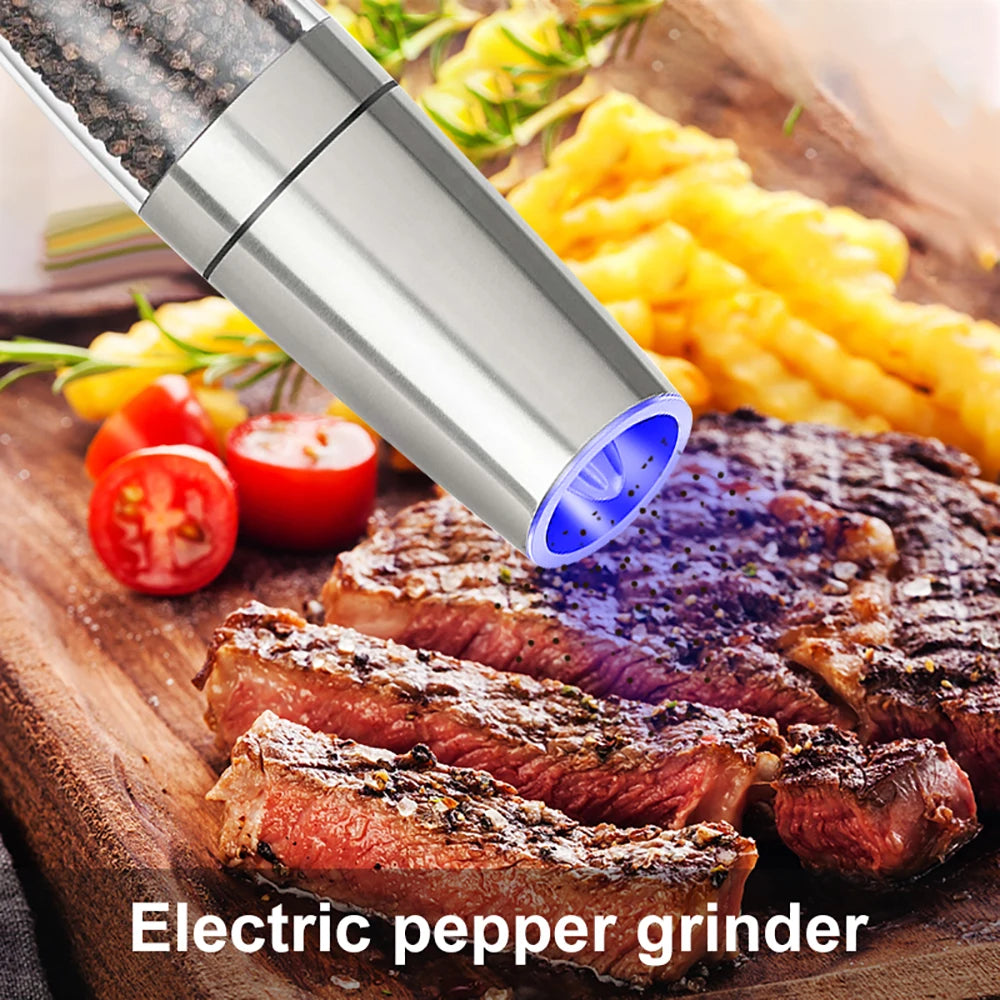 Electric Pepper Mill Sets,Herb Coffee Grinder,Automatic Gravity Induction Salt Shaker Grinders Machine,LED Light Spice Mill Tool