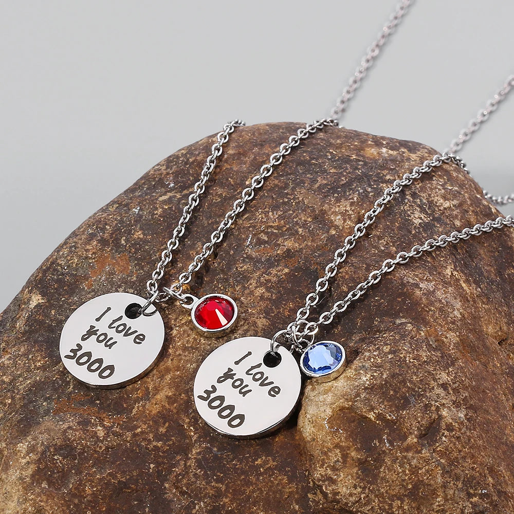 Marvel Necklace 2 Colours I Love You 3000 Times Necklace Pendants For Women Stainless Steel Fashion Jewelry Father's Day Gift