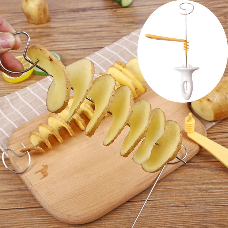 Protable Potato BBQ Skewers For Camping Chips Maker potato slicer Potato Spiral Cutter Barbecue Tools Kitchen Accessories
