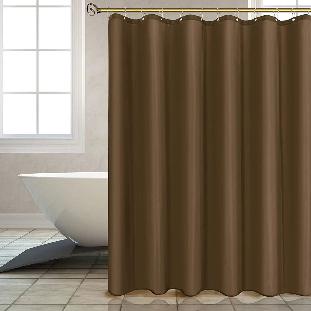 Heavy Duty Solid Shower Curtain Fabric Waterproof Bathroom Curtain Long Stall Size 230CM Black White Grey Brown Blue Color