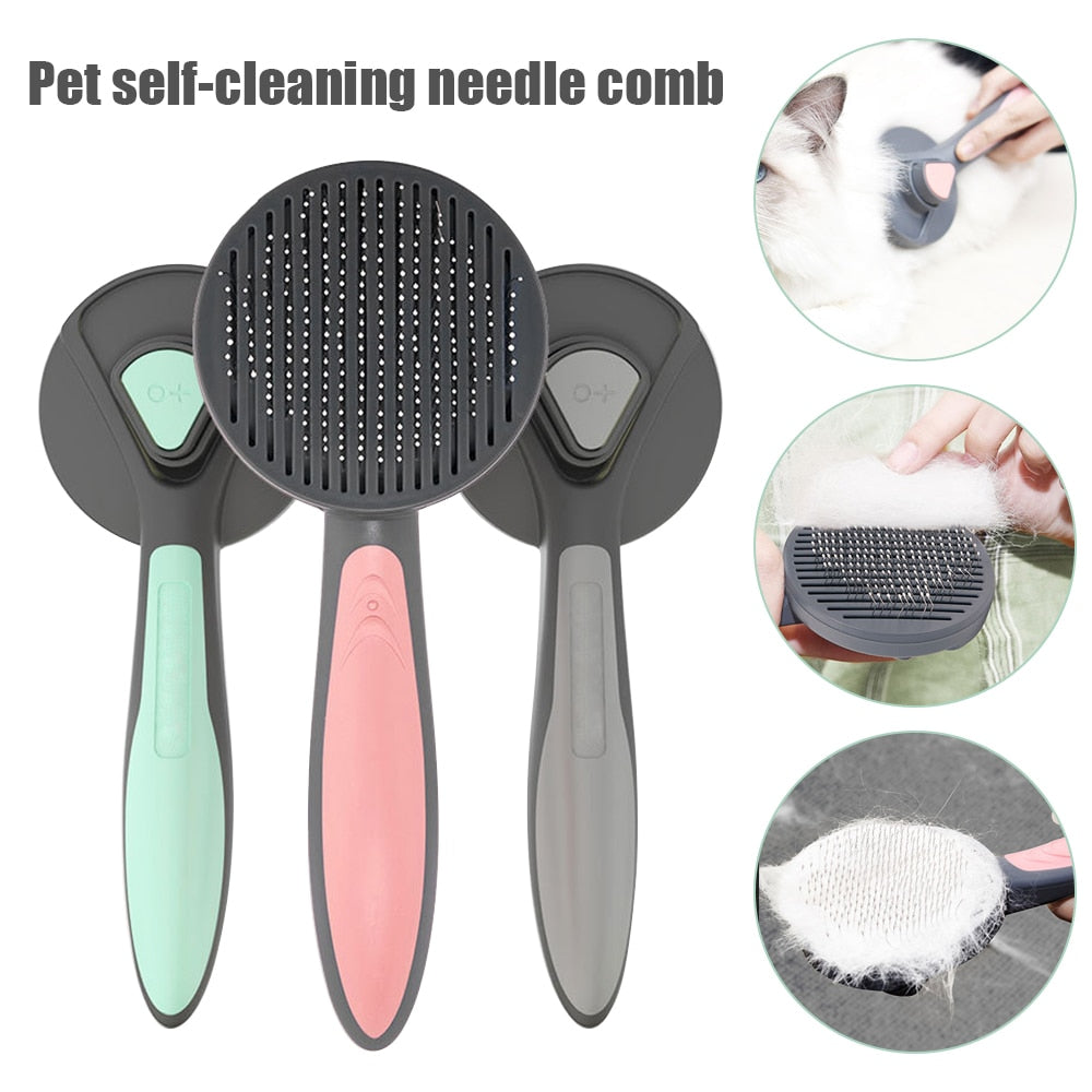 Kimpets Cat Comb Dog Hair Remover Brush Pet Grooming Slicker Needle Comb Removes Tangled Self Cleaning Pet Supplies Accessories - RY MARKET PLACE