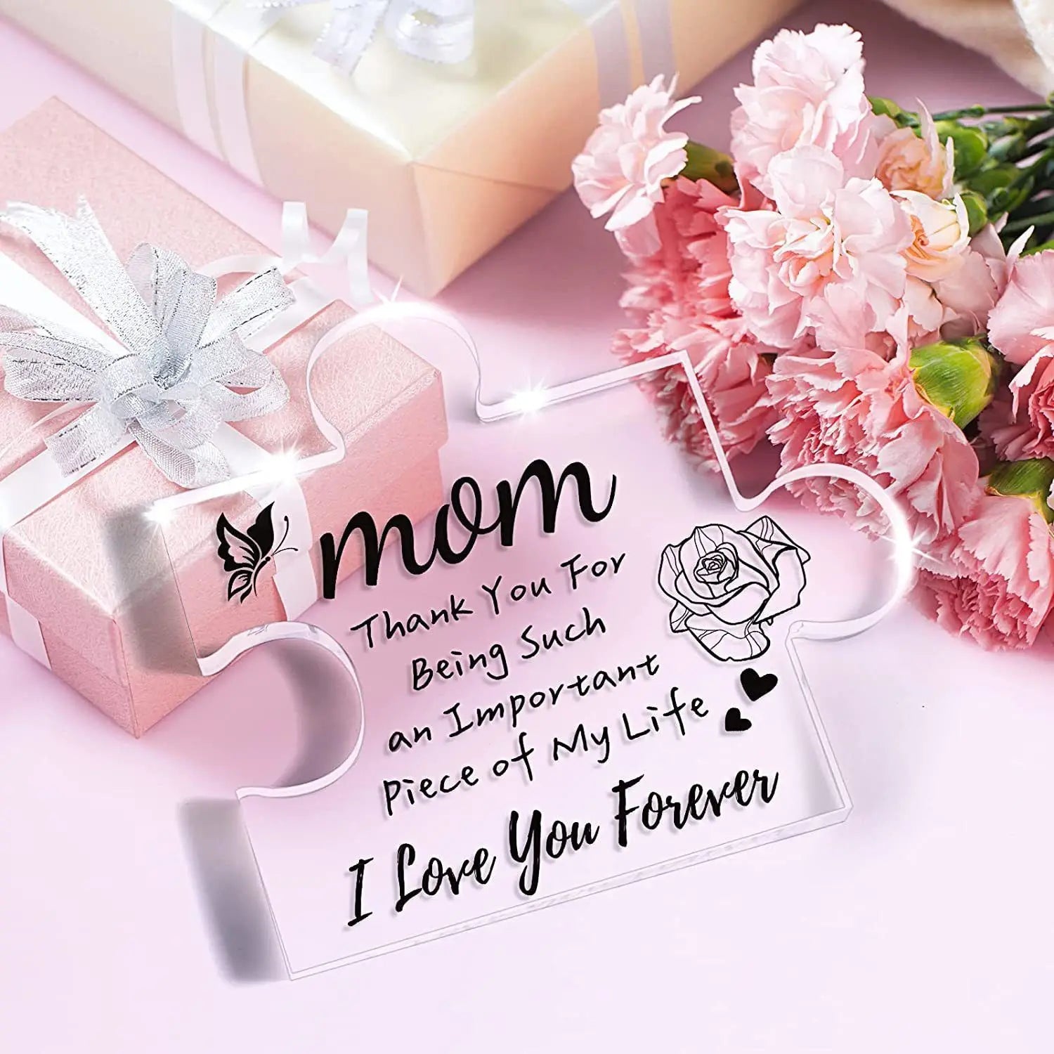 Gifts for Mom Cute Engraved Acrylic Block Puzzle Mum Gift Son Daughter Surprises Christmas Mothers Day Gift Idea Fancy Home Deco
