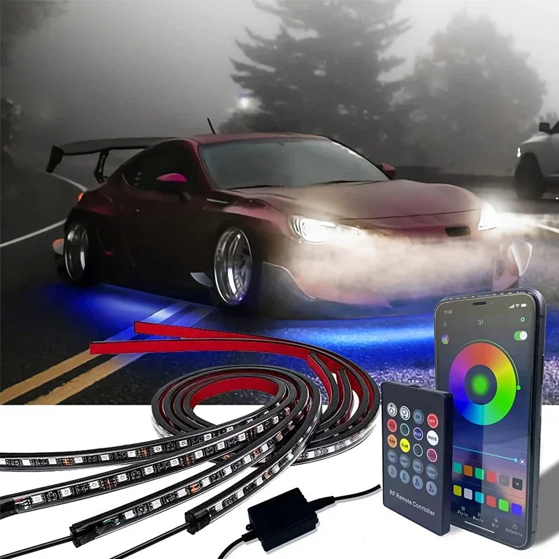 Car LED Underglow Lights Chassis Light Flexible Strip RGB Neon Remote/APP Control Decoration Atmosphere Lamp Car Accessories