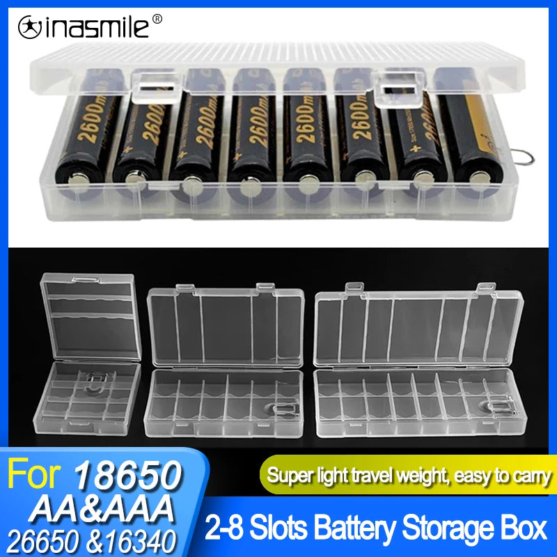 ALL IN Battery Holder Storage Box for 2 4 8 AA AAA Battery Case for 18650 26650 16340 Rechargeable Battery Container Organizer