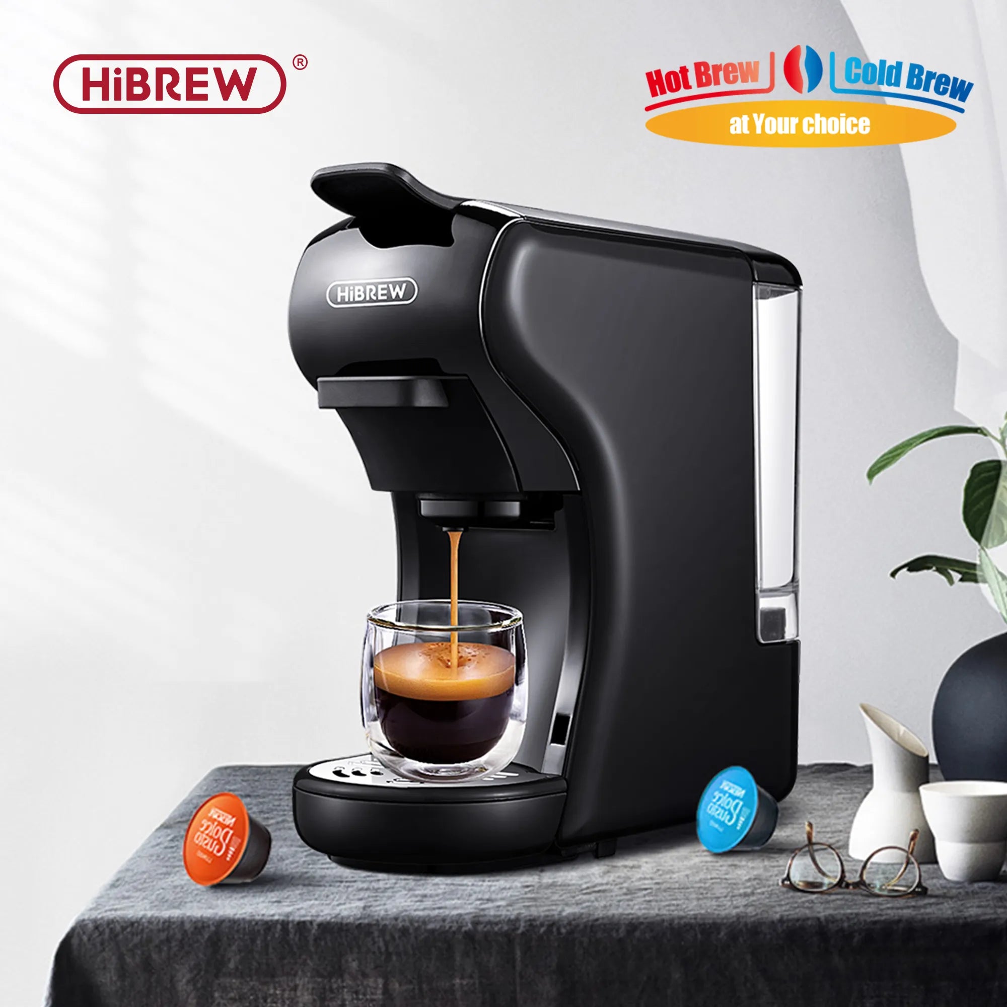 Hibrew H1A Coffee Machine hot&cold 4 in 1, compatible with multi capsules, 19 Bar. For Dolce Gusto and Ground Coffee - RY MARKET PLACE
