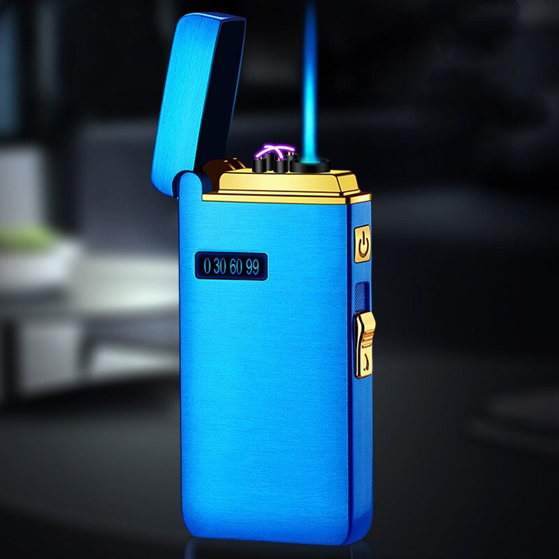 2022 Metal Windproof Double Arc USB Charging Gas Dual Purpose Lighter Gas Electric Hybrid Cigar Lighter Men's Gift - RY MARKET PLACE