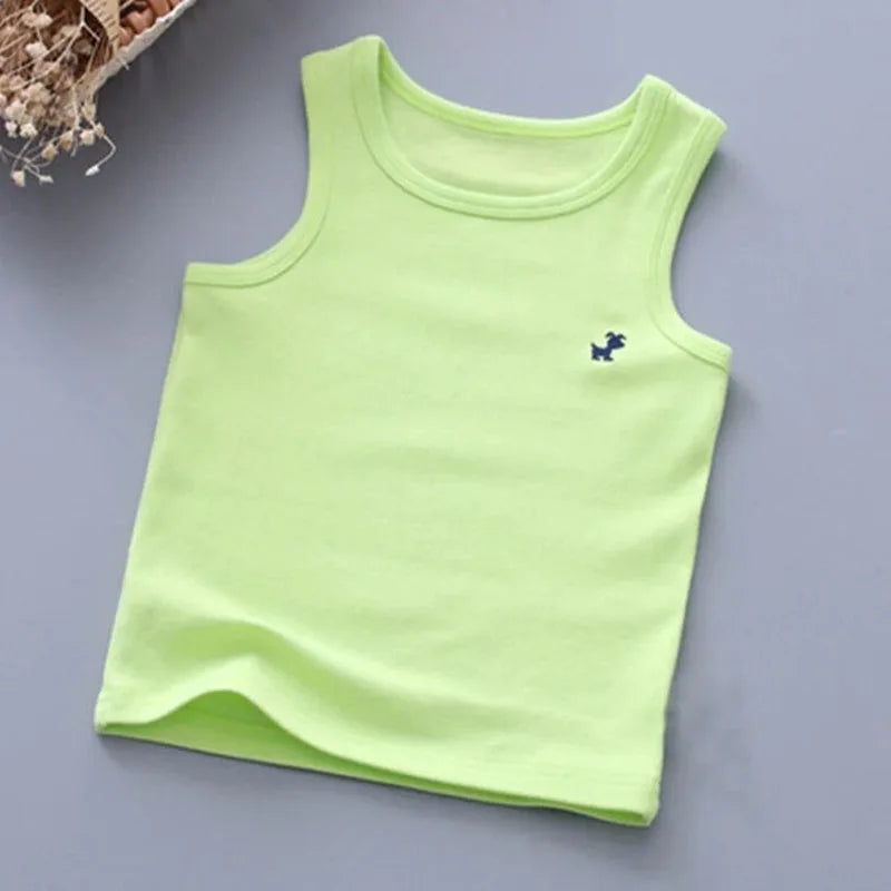 Fashion Children T-shirts for Girls Candy Color Baby Boys Graphic Tee Cotton Vest Tops Kids Summer Clothes Sleeveless T-Shirt