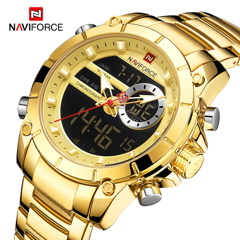 NAVIFORCE Luxury Original Sports Wrist Watch For Men Quartz Steel Waterproof Digital Fashion Watches Male Relogio Masculino 9163 - RY MARKET PLACE