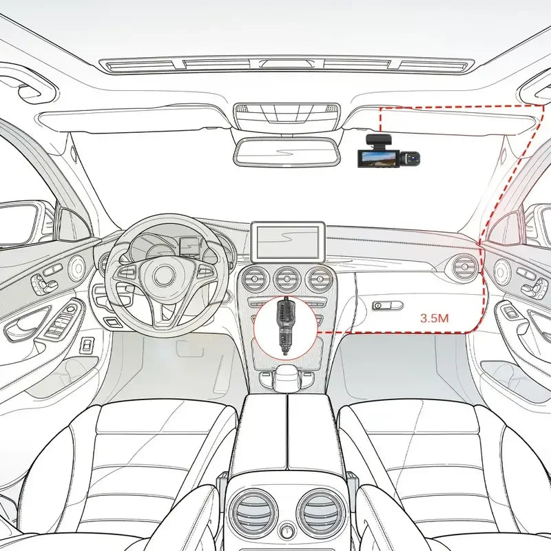 Car DVR Wide-angle 2-record High-definition Night Vision 1080P Driving Recorder Suction Cup 2-lens Car Front and inside Video