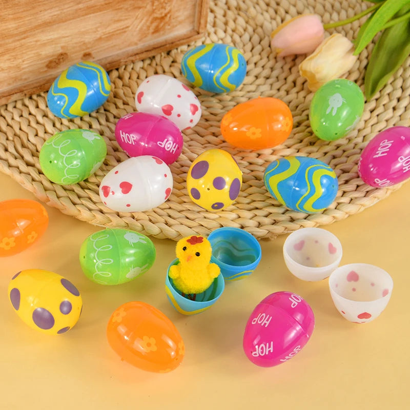 12/24pcs Easter Eggs Fillable Opening Candy Box Happy Easter Party Gift Packaging Egg Basket Filler Decor Supplies Kids Favors