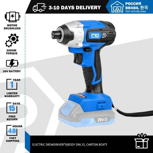 20V Brushless Hammer Drill 60NM Impact Electric Screwdriver Steel