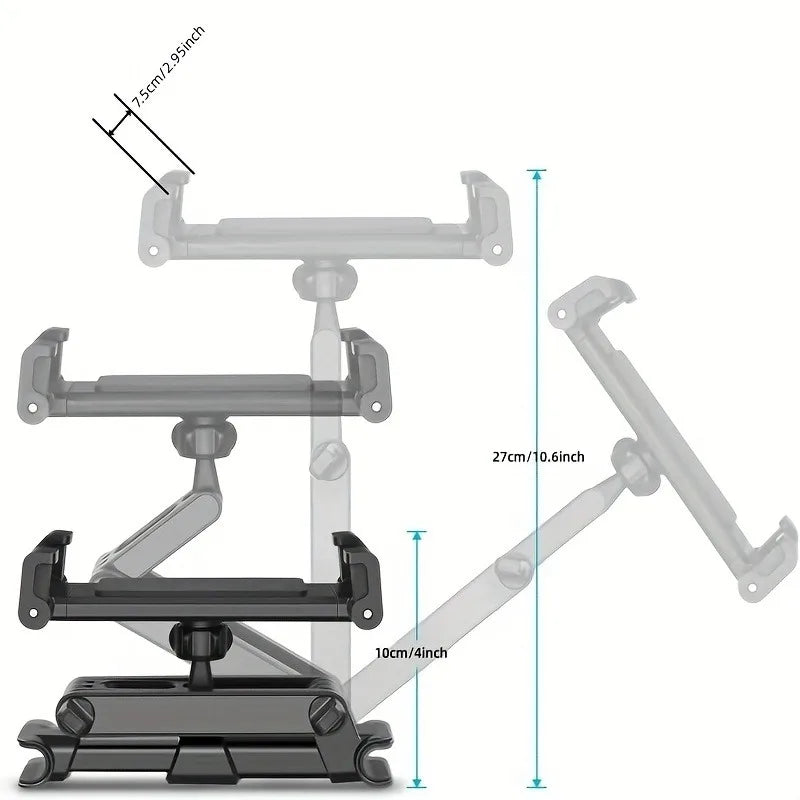 Car Tablet Holder, Headrest Mount Adjustable Stand Cradle Compatible With 5" To 12.9" Cell Phones And Tablets