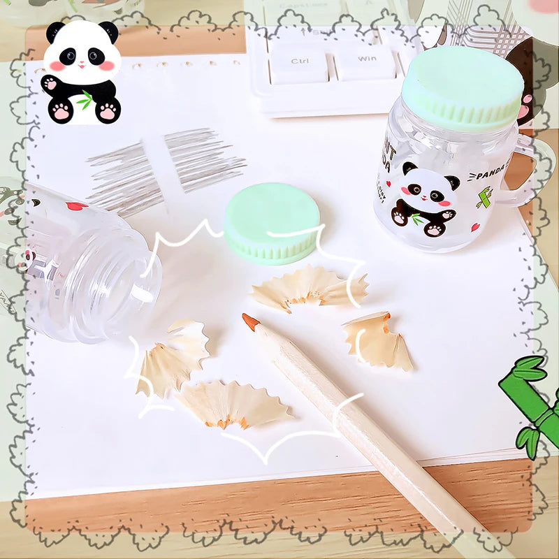 Office supplies school equipment kawaii stationery items School supplies cute panda cup shape pencil sharpener for child