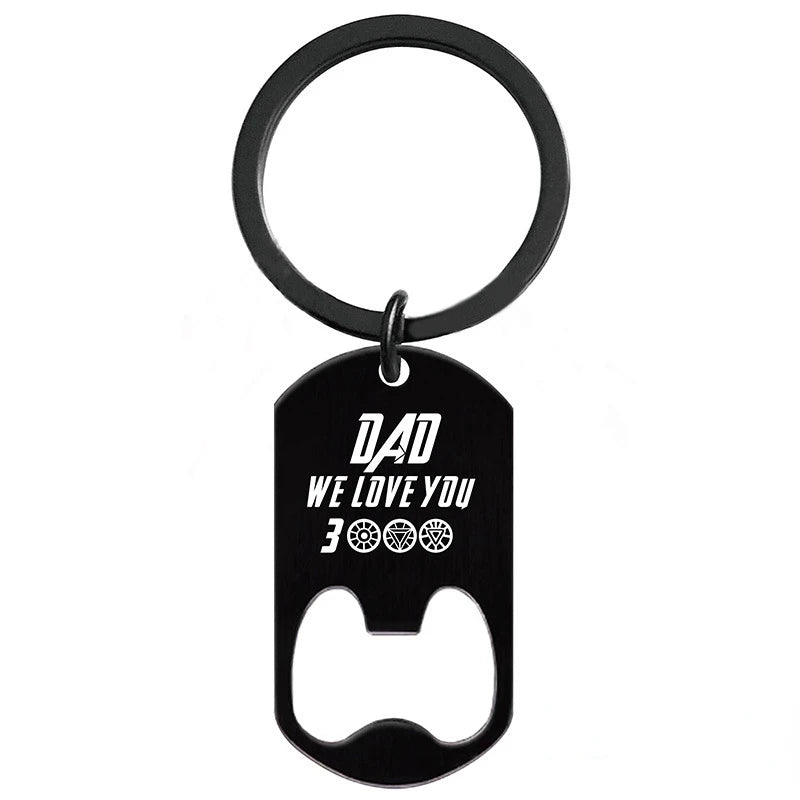 Keychain Bottle Opener Family Father's Day Gift Relatives Couple Friends Gift Lettering Metal Keychain