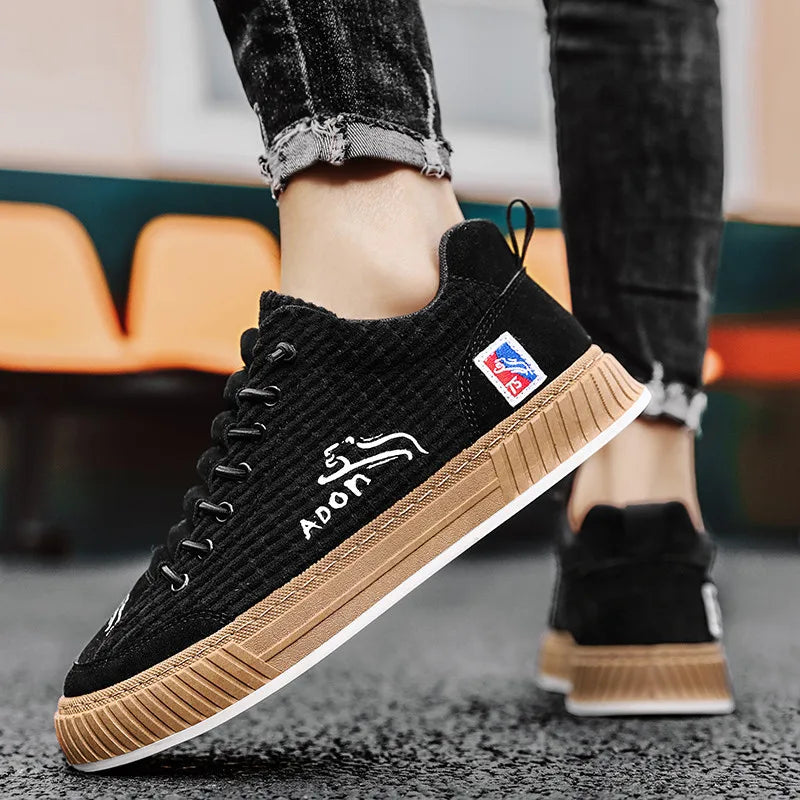 2023 New Trendy Mens Canvas Sneakers Flat Platform Sneakers Men Streetwear Hip Hop Designer Shoes Men Harajuku Vulcanized Shoes