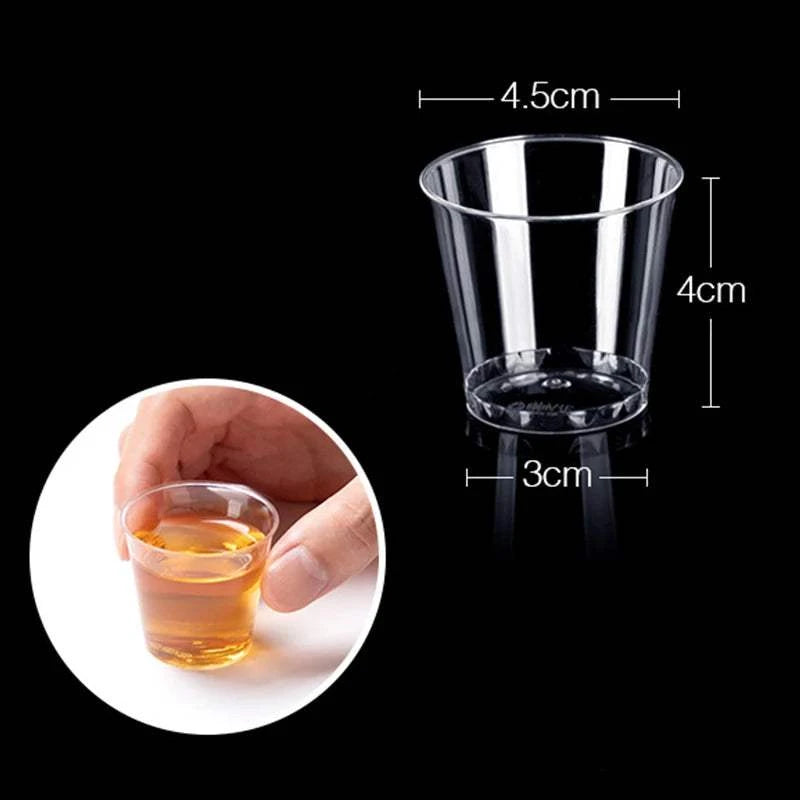 50PCS Mini Clear Plastic Disposable Party Shot Glasses