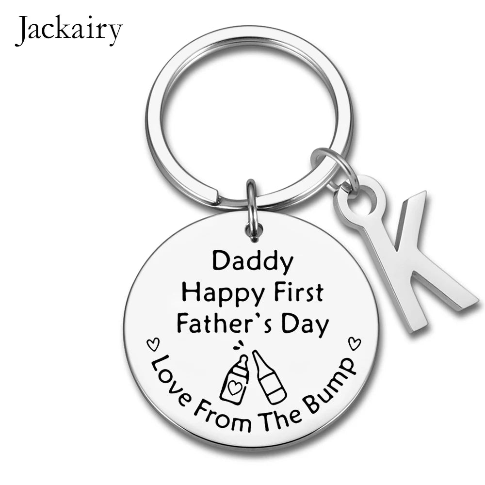 Happy First Father's Day Gifts Keychain for Dad Papa Stainless Steel Charms Family Jewelry Best Father Gift for Men Keyring