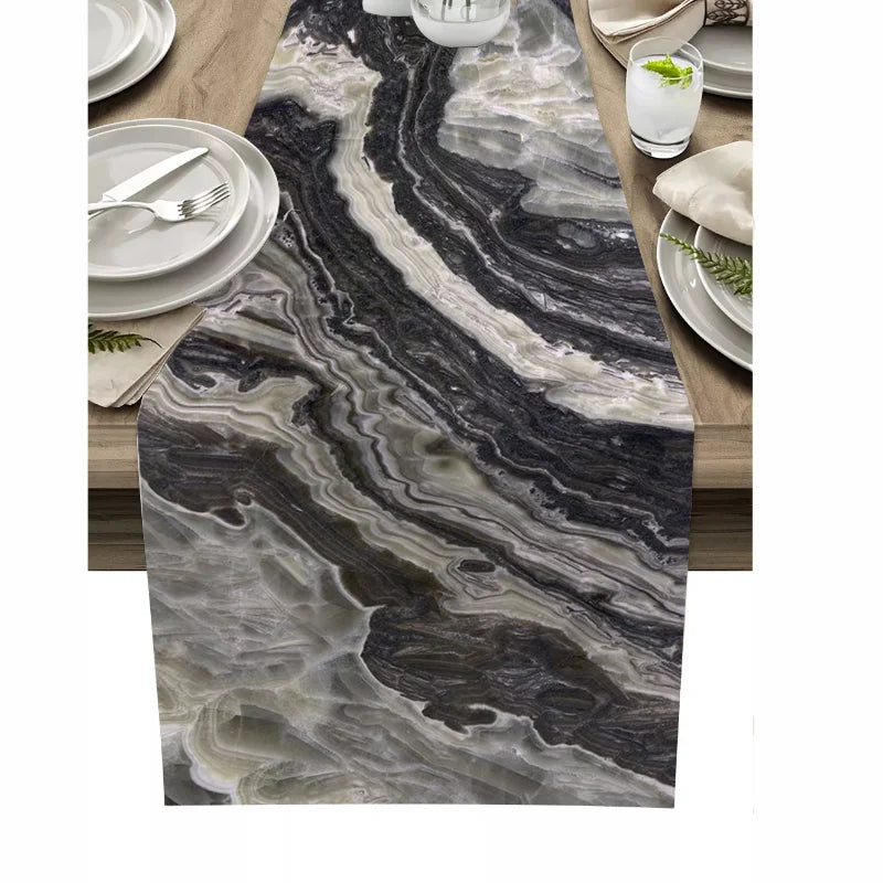 Modern Fluid Art Marble Blue Table Runner Luxury Abstract Table Runner Wedding Table Birthday Party Decoration Cloth Placemat