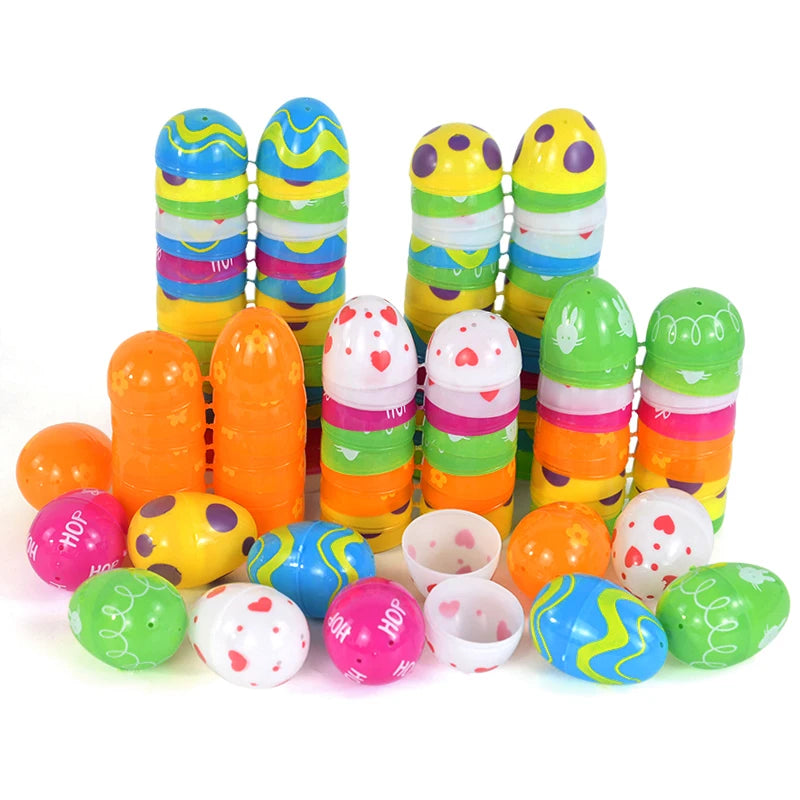 12/24pcs Easter Eggs Fillable Opening Candy Box Happy Easter Party Gift Packaging Egg Basket Filler Decor Supplies Kids Favors