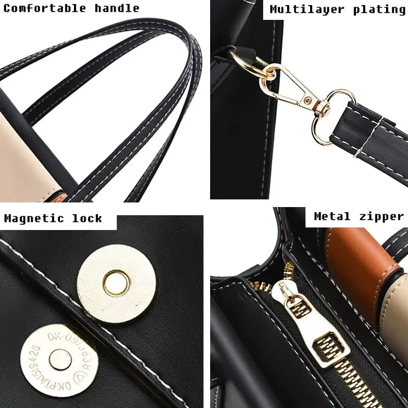 Patchwork Handbags For Women Adjustable Strap Top Handle Bag Large Capacity Totes Shoulder Bags Fashion Crossbody Bags Work Gift