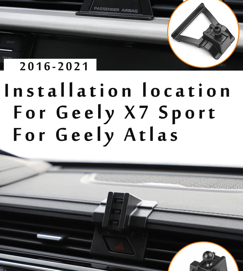 Car Phone Holder For Geely X7 Sport Atlas pro 2018 2021 2022 Car Styling Bracket GPS Stand Rotatable Support Mobile Accessories