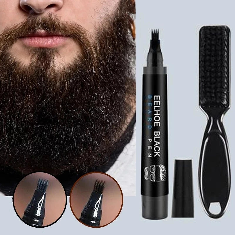 Hot Sale Beard Filling Pen Kit Beard Enhancer Brush Beard Coloring Shaping Tools Waterproof Black Brown Hair Pencil Man Cosmetic