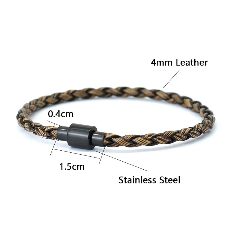 Noter New Men Leather Bracelet Stainless Steel Magnetic Buckle Punk Braslet Cuir Homme Handmade Vintage Jewelry Gift For Him