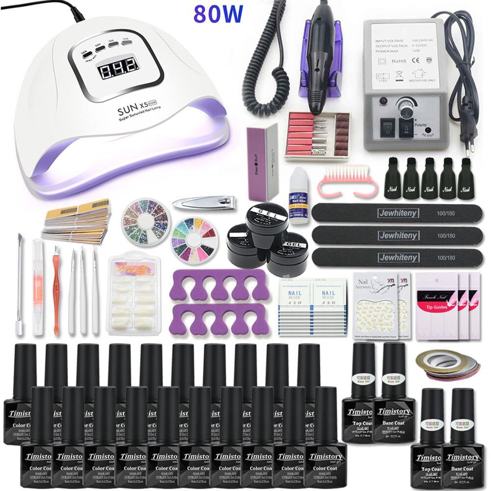 Manicure Set for Nail set 120/80/54W UV LED LAMP Gel nail polish Set Kit Electric Nail Drill Manicure Sets Nail Art Tools - RY MARKET PLACE