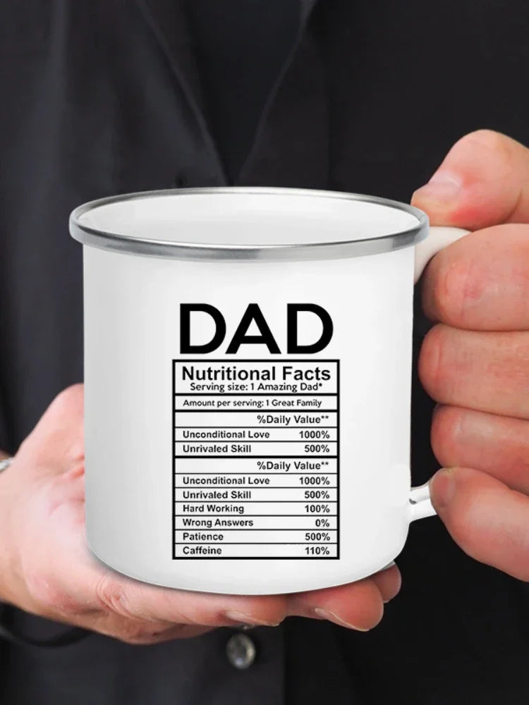 Dad Nutritional Facts Coffee Mug Enamel Cup for Papa Daddy Stepdad Father’s Day Gift Best Dad Ever Cups Dad Gifts From Kids