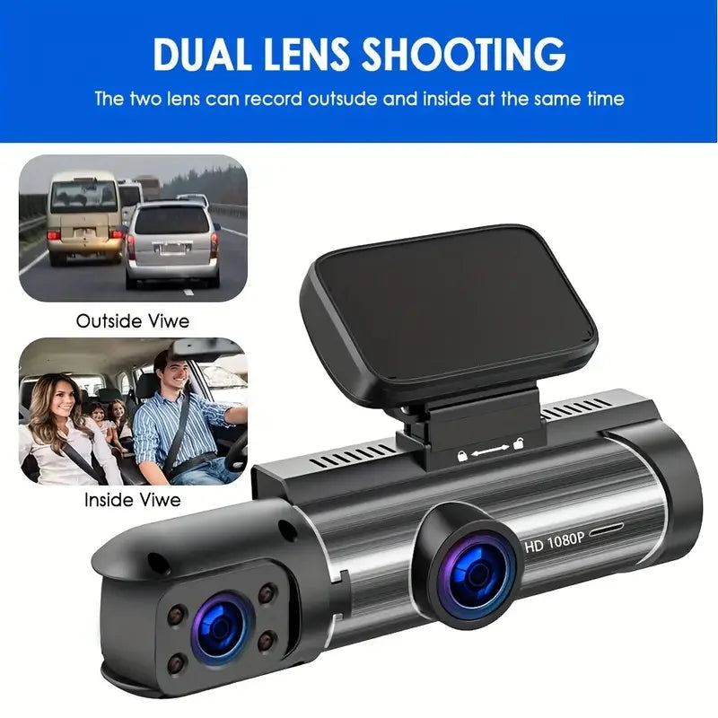 Car DVR Wide-angle 2-record High-definition Night Vision 1080P Driving Recorder Suction Cup 2-lens Car Front and inside Video