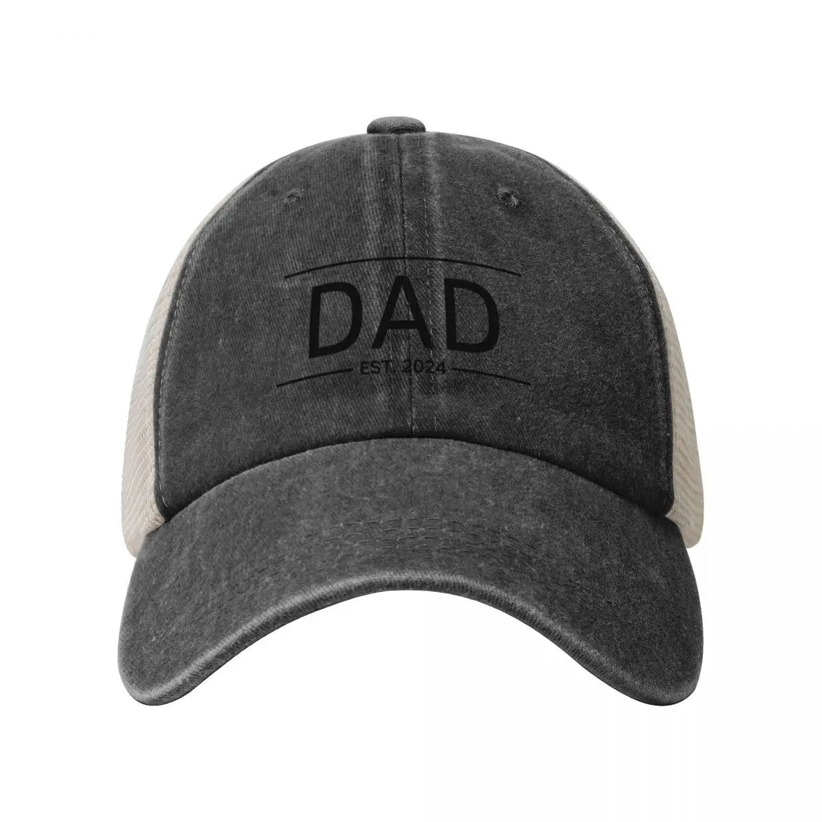 Dad est 2024 New Dad Est. 2024 Father's Day Matching Family Cowboy Mesh Baseball Cap birthday Military Tactical Cap Man Women's