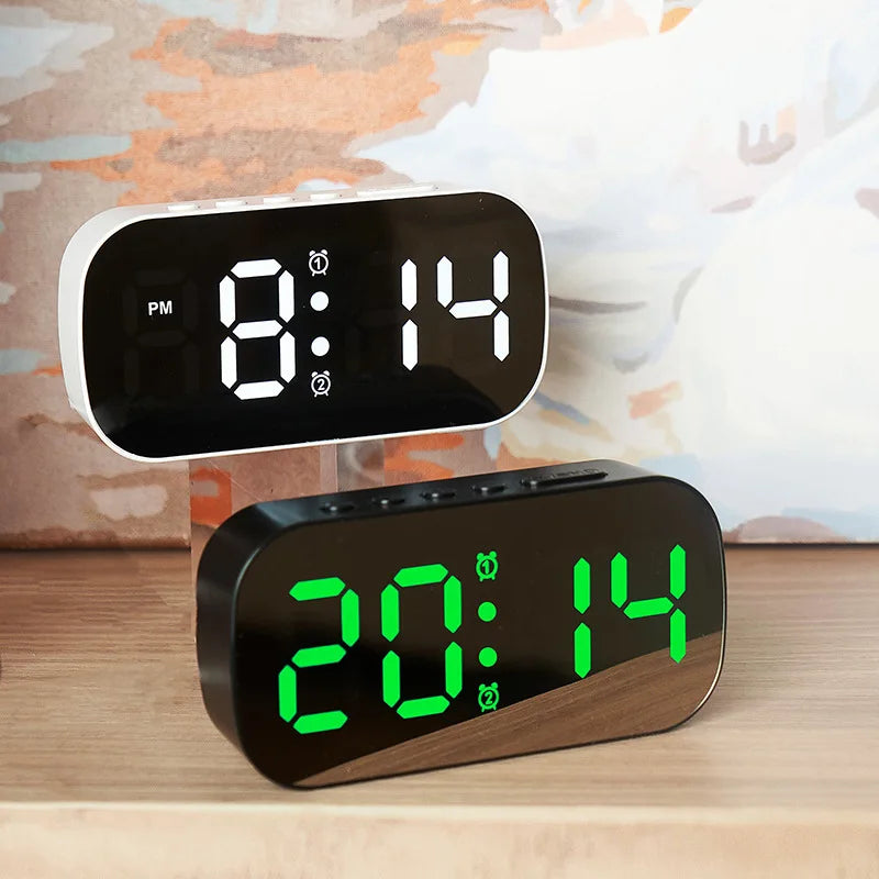 Digital Alarm Clock Desktop Table Clock Teperature Calendar LED Display Electronic Alarm Clocks Snooze Funtion Night Mode 12/24H