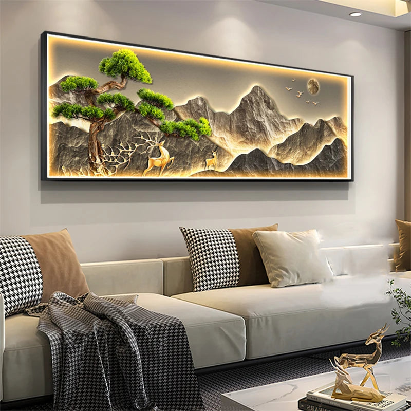 No Frame Waterfall Welcome Pine Landscape Painting Living Room Wall Art Decoration Painting Home Decor Posters Room Decor