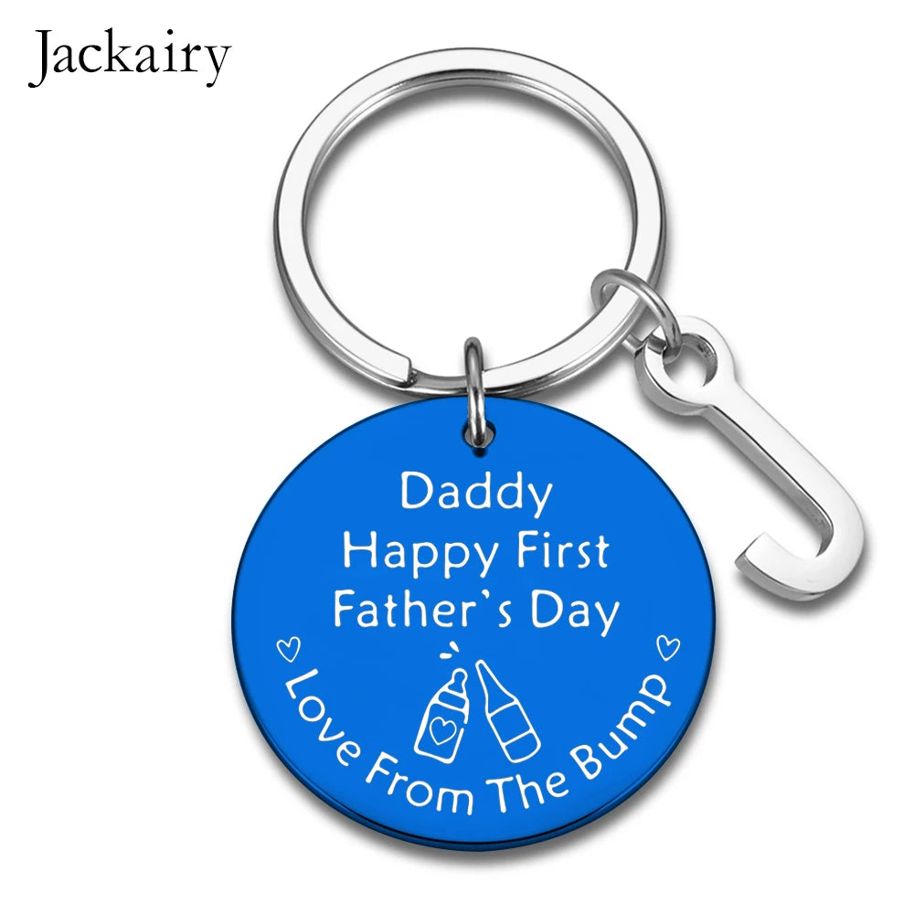 Happy First Father's Day Gifts Keychain for Dad Papa Stainless Steel Charms Family Jewelry Best Father Gift for Men Keyring