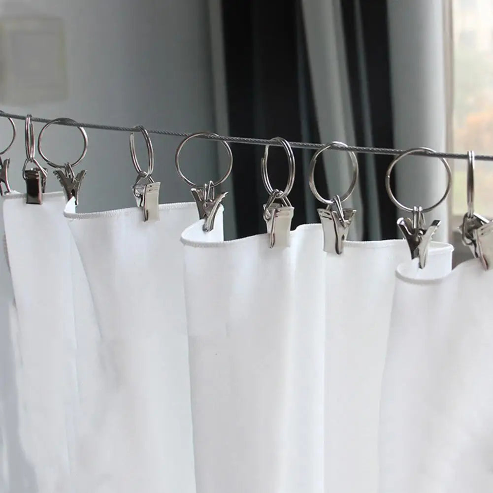 Curtain Hook 10Pcs Useful Easy Sliding Easily Detach  Anti-Corrosion Shower Curtain Hanging Clip Home Supply