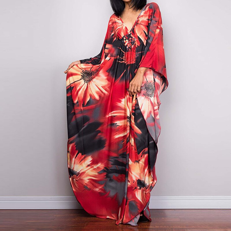 New Cover-up Over size Print Bohemian Maxi Dress Summer Swimsuit Cover Up 2023 Robe De Plage Pareos Long Dress BeachwearTunic - RY MARKET PLACE