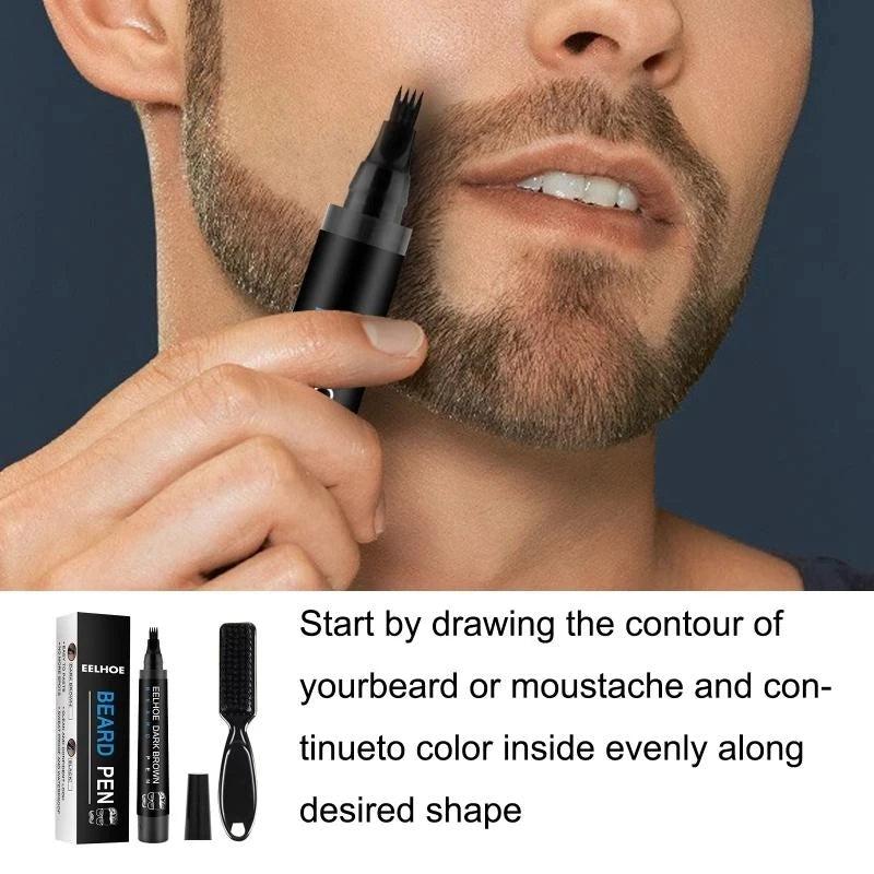 Hot Sale Beard Filling Pen Kit Beard Enhancer Brush Beard Coloring Shaping Tools Waterproof Black Brown Hair Pencil Man Cosmetic