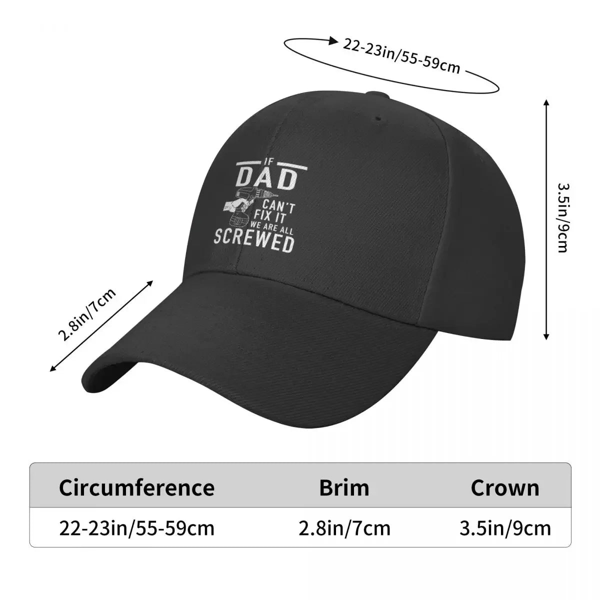 Funny Father's Day Gift If Dad Can't Fix It We Are All Screwed Baseball Cap Bobble Hat Golf Hat Man Baseball Men Women's