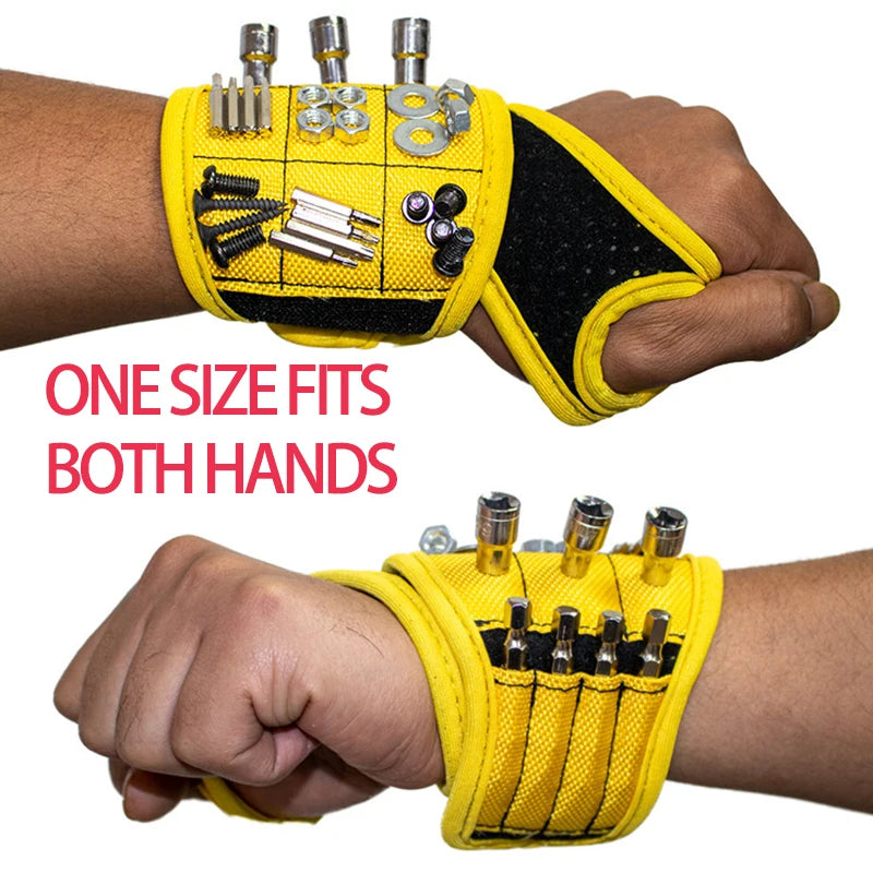 Magnetic Wristband with Strong Magnets Holds Nails, Drill Bit. Gift for Father, Boyfriend. Belt Screw Holder Tool Storage Wrist