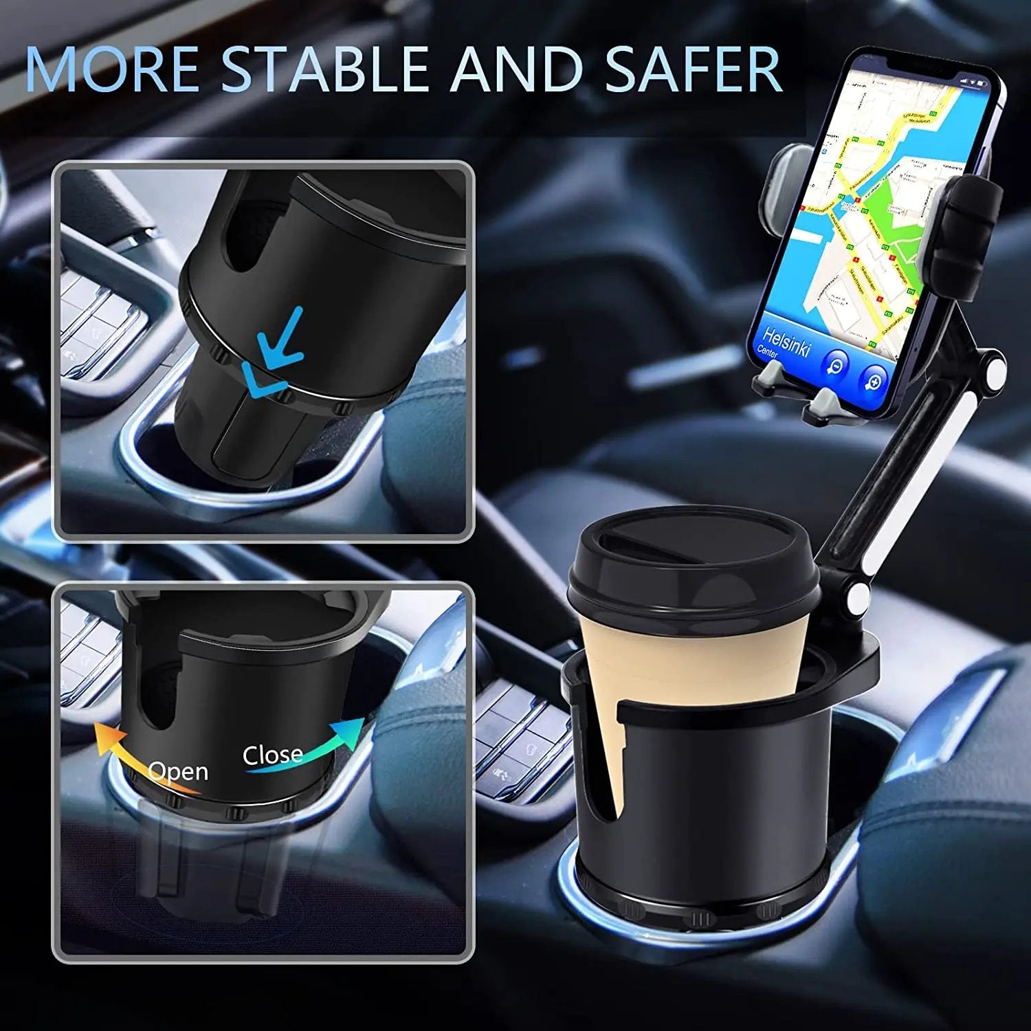 2 in 1 360° Rotating Car Cup Holder Phone Holder Universal Cup Holder Expander with Cell Phone Mount Compatible with iPhone - RY MARKET PLACE