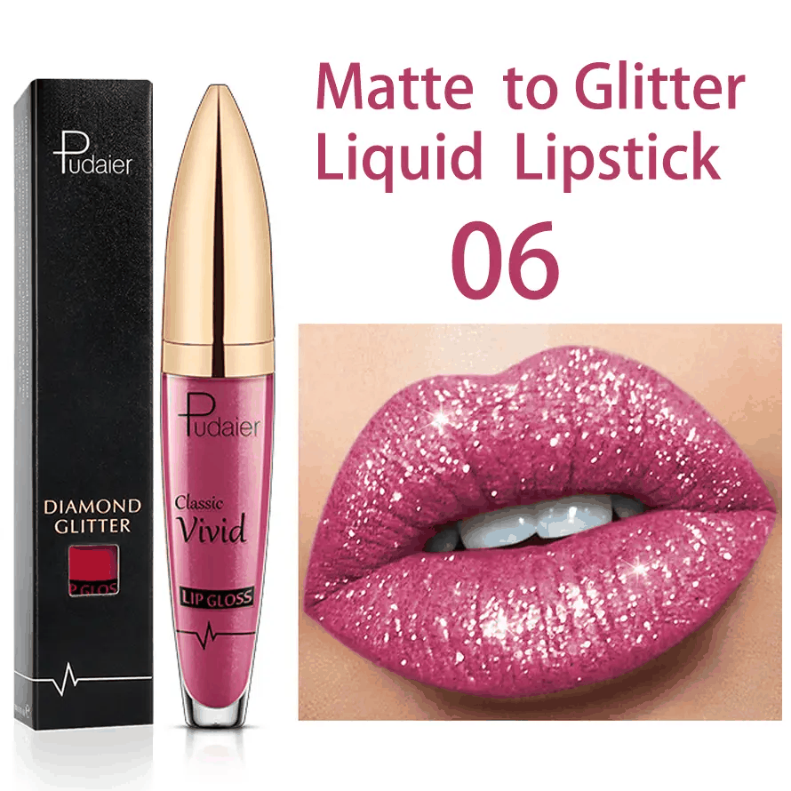 18 Colors Glitter Lip Gloss Waterproof Long Lasting Diamond Matte To Shimmer Metallic Liquid Lipstick Women Lips Makeup Cosmetic - RY MARKET PLACE