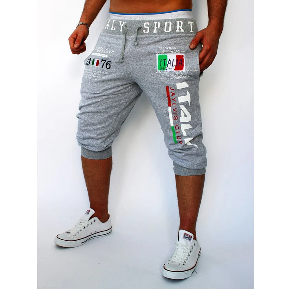 Men's Athletic Shorts Sweat Shorts Capri Pants Drawstring Print Letter Sports Outdoor Weekend Streetwear Stylish Sweatpants Male