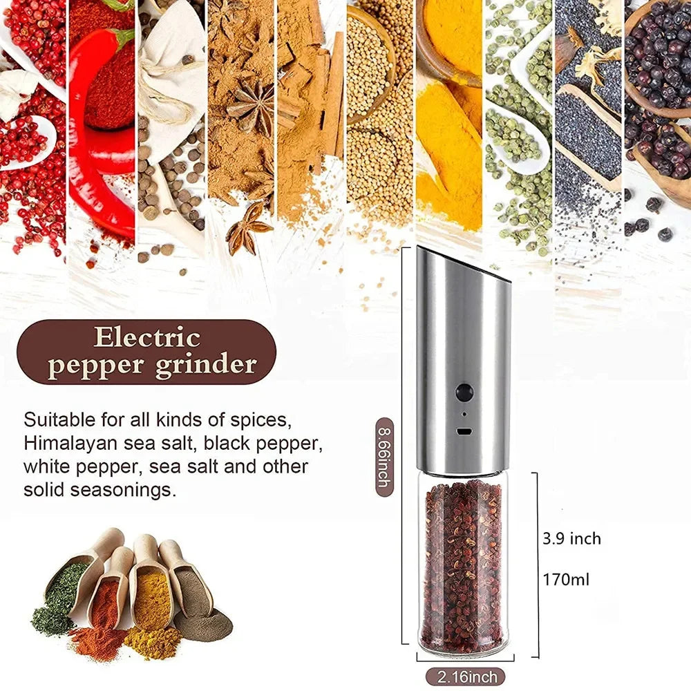 ANYOHOE USB Rechargeable Electric Gravity Salt and Pepper Grinder with Adjustable Coarseness Automatic Pepper and Salt Mill