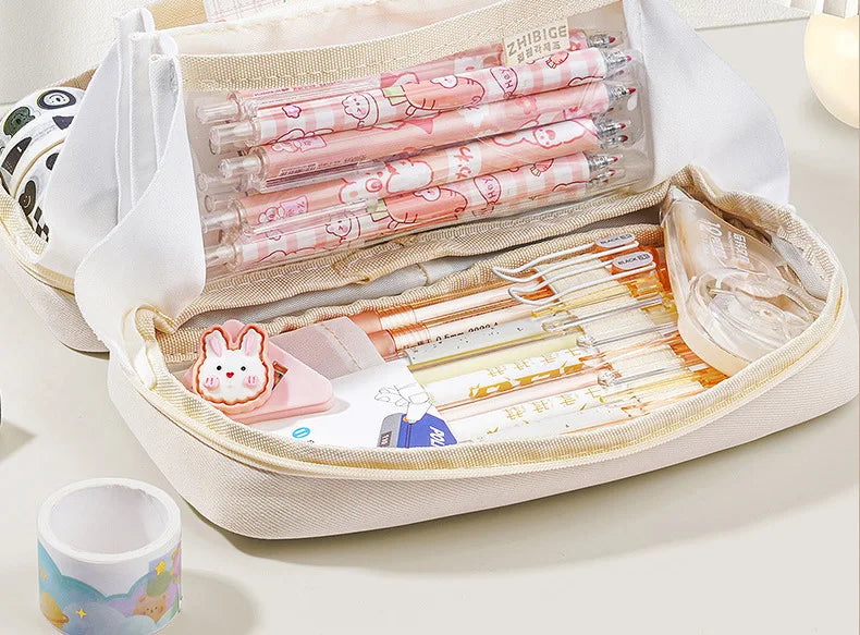 Large Capacity Pencil Case 6 Layers 180-Degree Open Design Pencil Organizer Perfect for Office School and Home Use