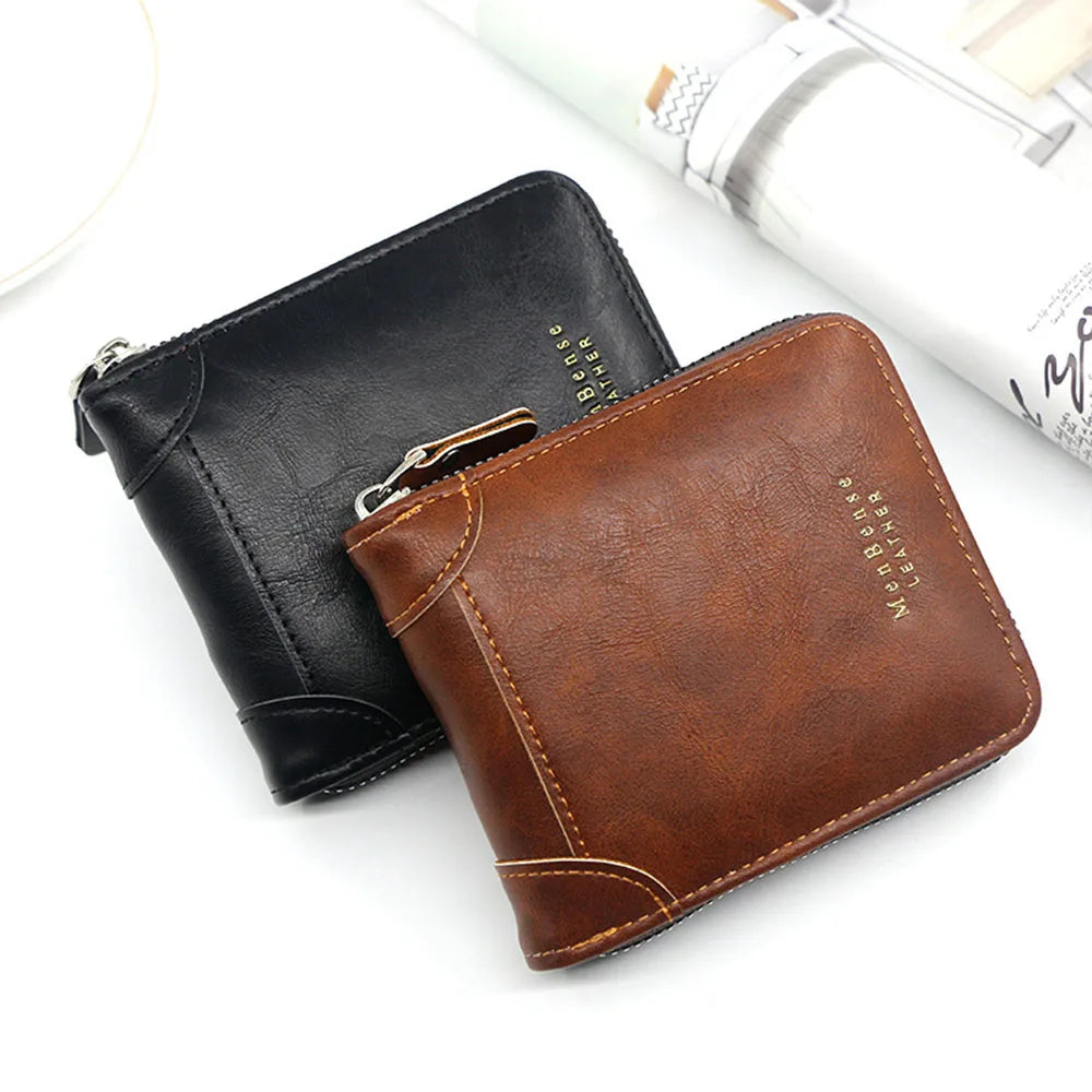 Fashion PU Leather Short Wallet Card Holder Men Wallet Money Bag Coin Pocket Purse Multi-card Personalized Father's Day Gift