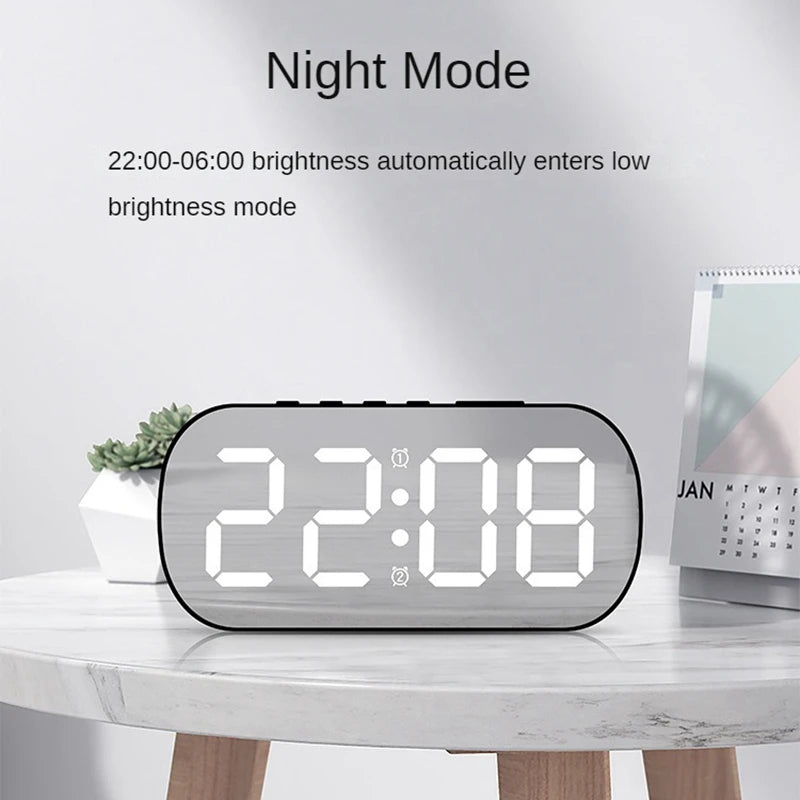 Digital Alarm Clock Desktop Table Clock Teperature Calendar LED Display Electronic Alarm Clocks Snooze Funtion Night Mode 12/24H