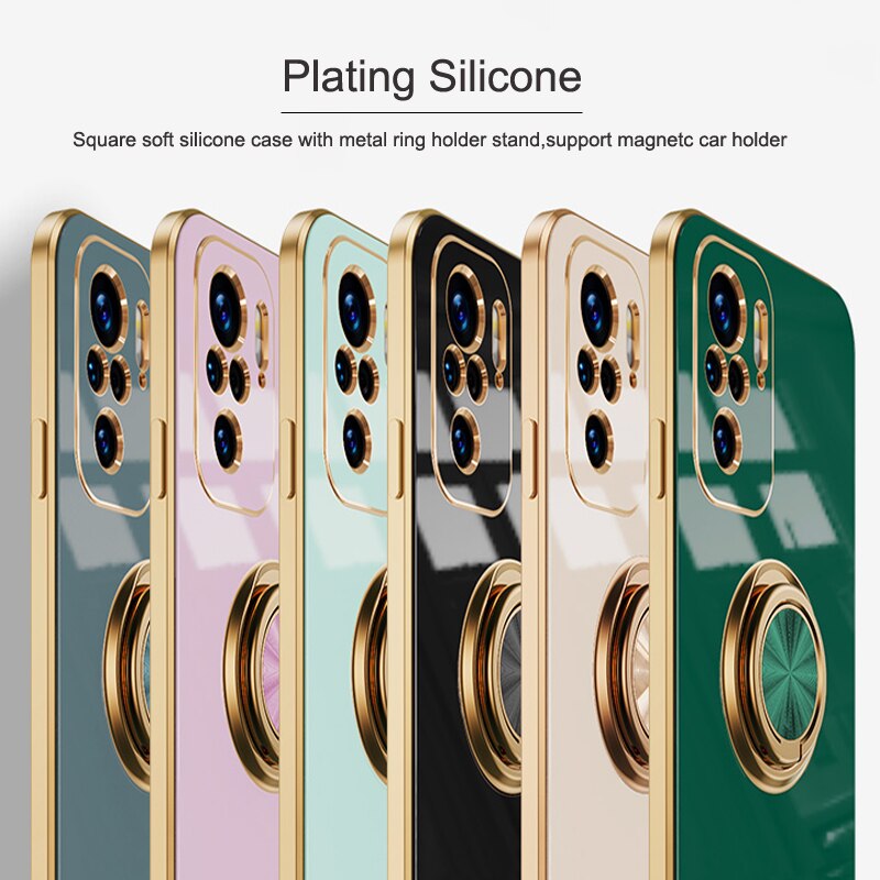 Luxury Plating Silicone Case For Xiaomi Mi 11 13 Lite 5G NE 11Lite Phone Soft Shell Frame Magnetic Covers With Ring Holder Stand - RY MARKET PLACE